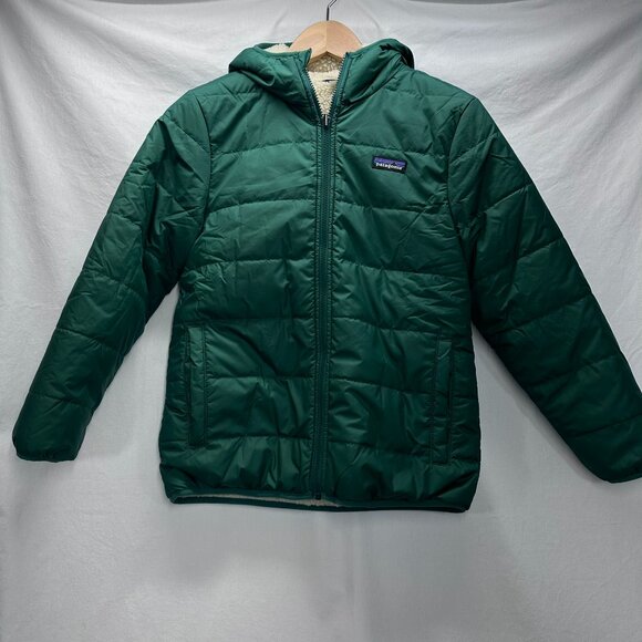 Youth Patagonia Kid's Reversible Ready Freddy Hoodie Cascade Green Size M 10 - Picture 1 of 10